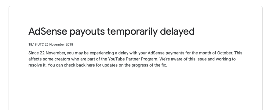Adsense payments pending notice