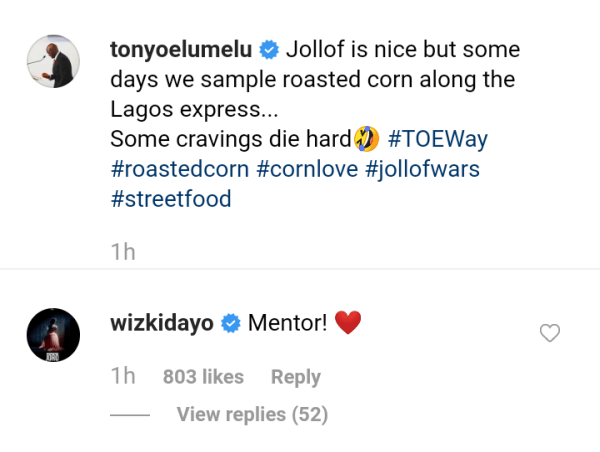 Wizkid React as Tony Elumelu spotted buying roasted corn
