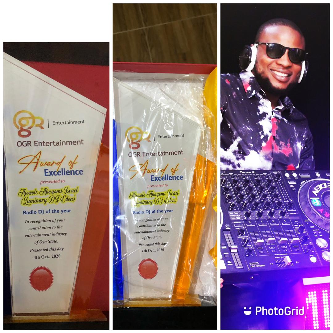 Dj Eden Oyo State Radio DJ of The Year Award